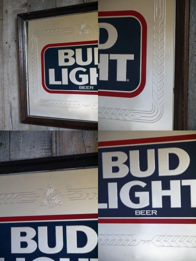 画像1: ビンテージ　BUD　LIGHT　パブミラー