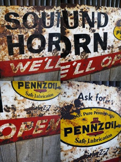 画像1: ビンテージ　PENNZOIL　メタル看板