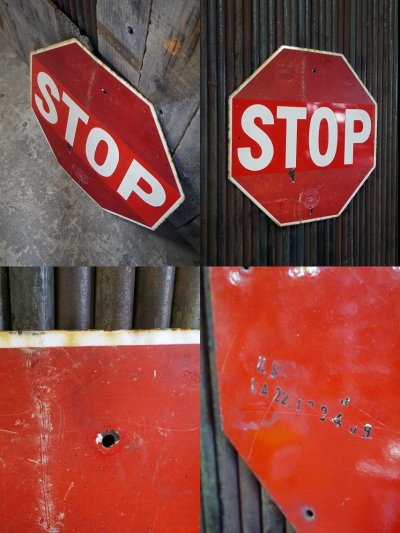画像2: ビンテージ　STOP　ホーローロードサイン