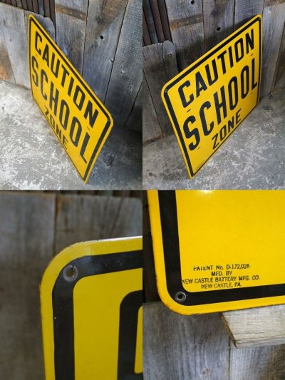 画像2: ビンテージ　CAUTION　SCHOOL　ZONE　ロードサイン