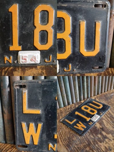 画像2: ビンテージ　N.J　1952(1954)　ナンバープレート　