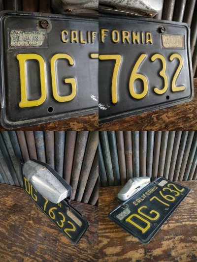 画像1: ビンテージ　CALIFORNIA　ナンバープレート  BLK　ライト付き　