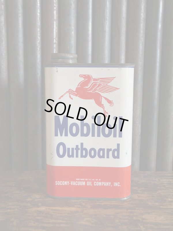 画像1: ビンテージ　Mobil　oil　Outboard　OIL缶 (1)