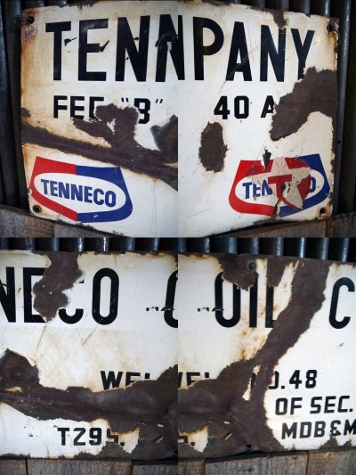 画像1: ビンテージ TENNECO ホーローサイン