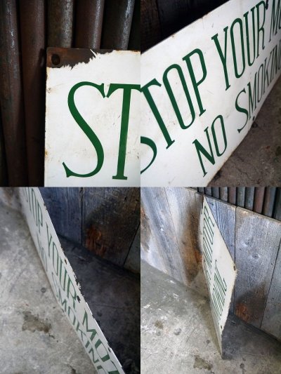 画像2: ビンテージ  STOP　YOUR　MOTOR　NO　SMOKING　ホーローサイン　