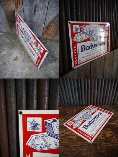 画像1: ビンテージ Budweiser ホーロー看板