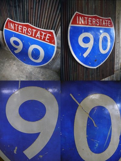 画像1: ビンテージ　INTERSTATE　90　大型ロードサイン