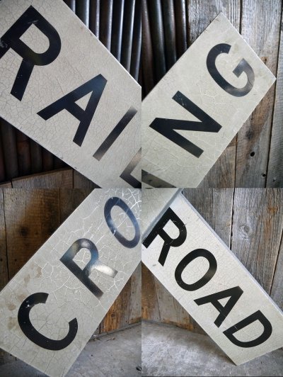 画像1: ビンテージ　RAILROAD　CROSSING　ロードサイン　