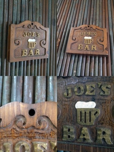 画像1: ビンテージ　JOE'S　BAR　ウッドサイン