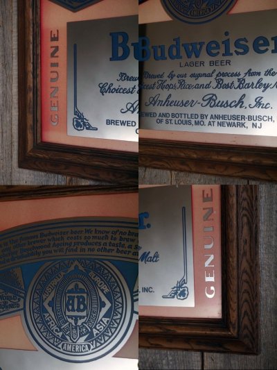 画像1: ビンテージ Budweiser パブミラー