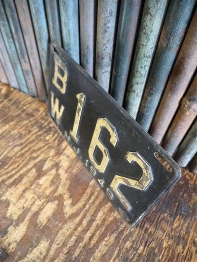 画像1: ビンテージ　N.J　１９４９　ナンバープレート　