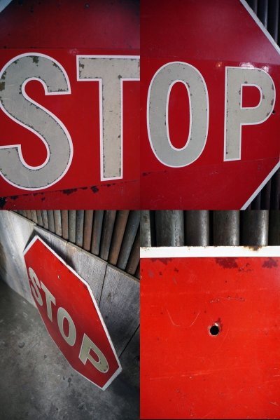 画像1: ビンテージ　STOP　ホーローロードサイン　B