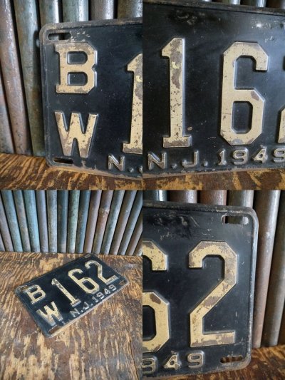画像2: ビンテージ　N.J　１９４９　ナンバープレート　