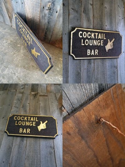 画像2: ビンテージ　COCKTAIL　LOUNGE　BAR　ウッドサイン