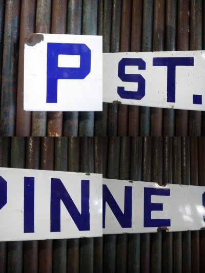 画像1: ビンテージ　PINE　ST.　ホーローストリートサイン