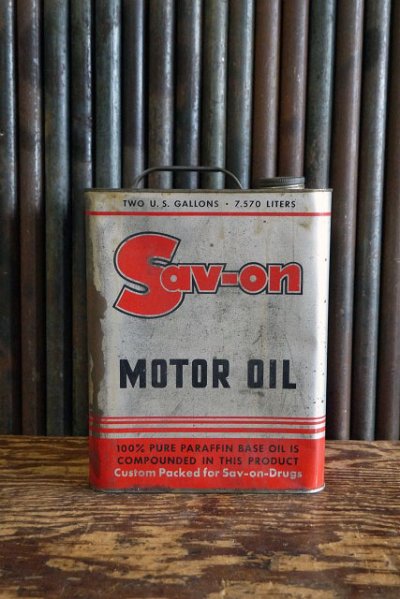 画像1: ビンテージ　SAV-ON　MOTOR　OIL缶