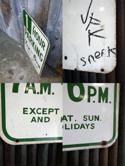 画像2: ビンテージ　１　HOUR　PARKING　ホーローロードサイン