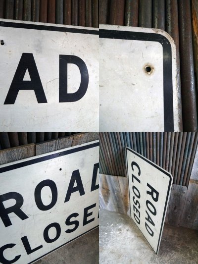 画像2: ビンテージ　ROAD　CLOSED　大型ロードサイン　