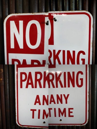 画像1: ビンテージ　NO　PARKING　ANY　TIME　ホーローロードサイン