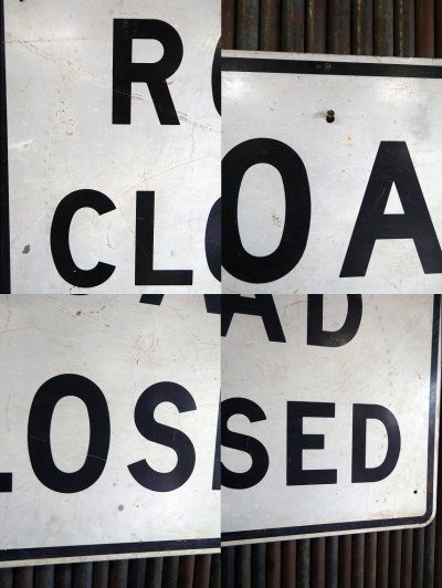 画像1: ビンテージ　ROAD　CLOSED　大型ロードサイン　