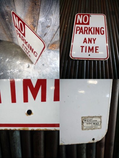 画像2: ビンテージ　NO　PARKING　ANY　TIME　ホーローロードサイン