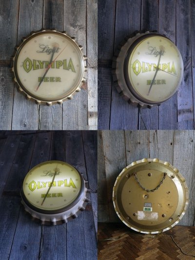 画像2: ビンテージ OLYMPIA Light BEER ライトサインクロック