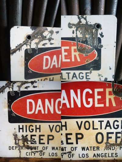 画像1: ビンテージ　DANGER　HIGH　VOLTAGE　ホーローサイン