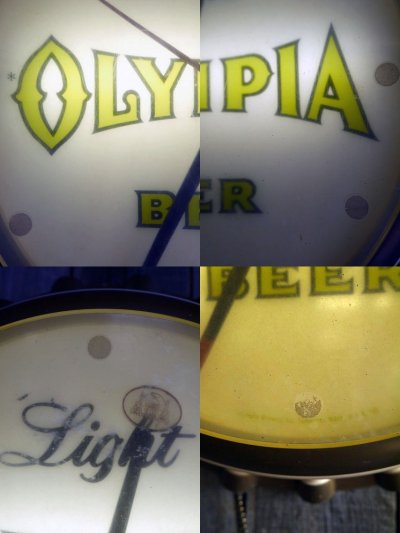 画像1: ビンテージ OLYMPIA Light BEER ライトサインクロック