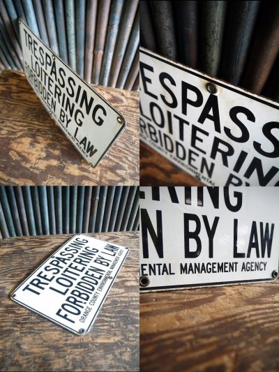 画像2: ビンテージ　TRESPASSING　LOITERING　ホーローサイン　
