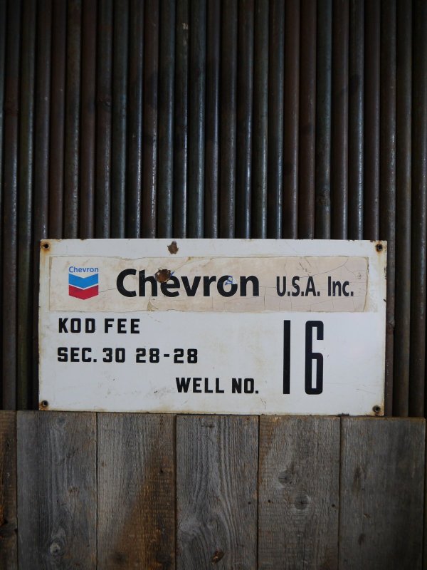 画像1: ビンテージ 　Chevron(TEXACO)　ホーローサイン　 (1)