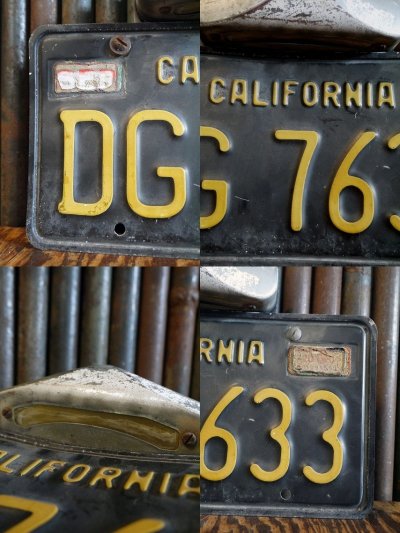 画像1: ビンテージ　CALIFORNIA　ナンバープレート  BLK　ライト付き　