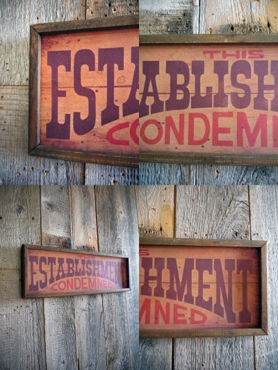 画像1: ビンテージ THIS ESTABLISHMENT CONDEMNED サイン