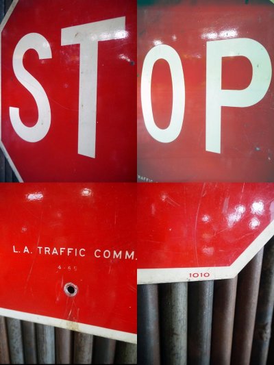 画像1: ビンテージ　STOP　L.A.TRAFFIC　65　ロードサイン　