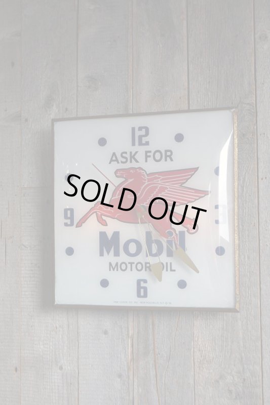 画像1: ビンテージ　Mobil　MOTOR　OIL　ライトサインクロック (1)