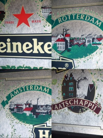画像1: ビンテージ　Heineken　大型パブミラー