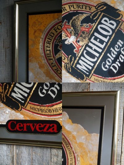 画像1: ビンテージ　MICHELOB　Golden　Draft　パブミラー 