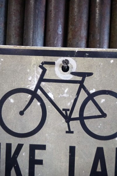 画像1: ビンテージ　BIKE　LANE　ミニロードサイン　