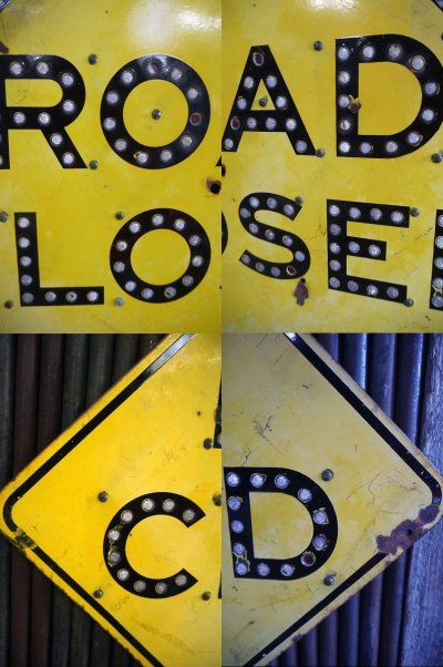 画像1: ビンテージ ROAD CLOSED ホーローロードサイン