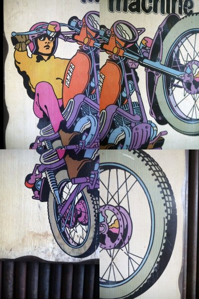 画像1: ビンテージ　Yamaha　大型ウッド壁掛けサイン