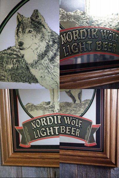 画像1: ビンテージ　NORDIK　WOLF　Light　パブミラー　B