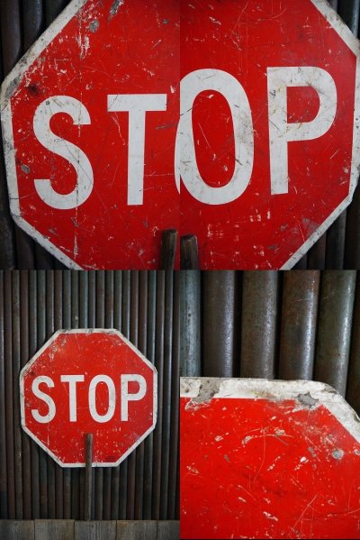 画像1: ビンテージ SLOW×STOP ハンドサイン