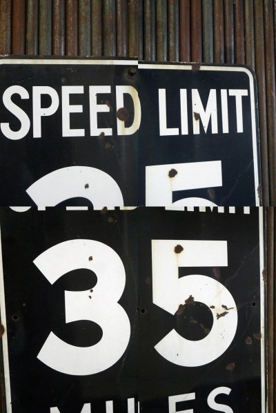 画像1: ビンテージ SPEED LIMIT 35 MILES ホーローロードサイン