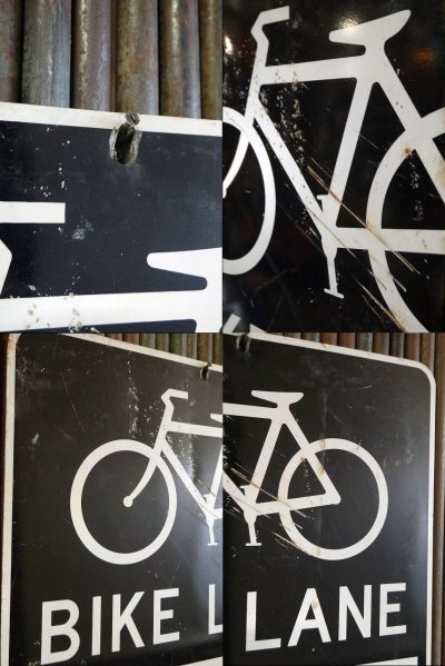 画像1: ビンテージ　BIKE　LANE　BIKES　ONLY　ロードサイン