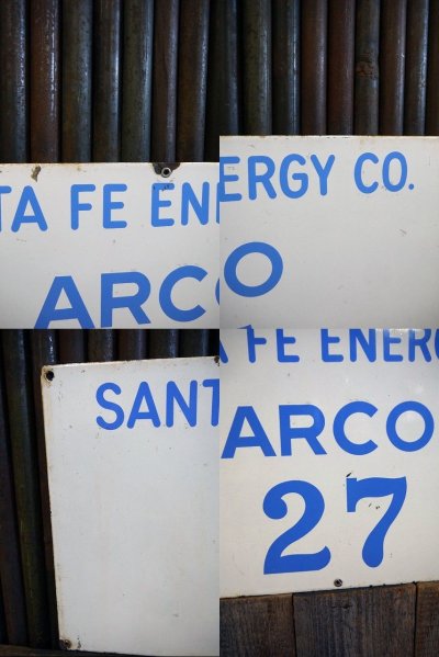 画像1: ビンテージ SANTAFE ENERGY CO ARCO 27 ホーローサイン