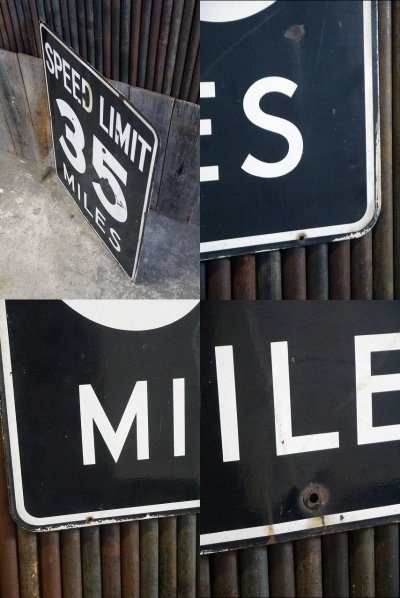 画像2: ビンテージ SPEED LIMIT 35 MILES ホーローロードサイン