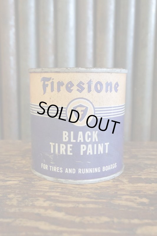 画像1: ビンテージ　Firestone　BLK　TIRE　PAINT缶 (1)