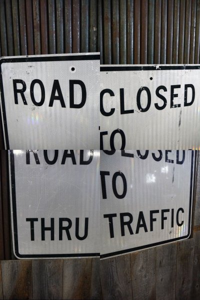 画像1: USA ROAD CLOSED TO THRU TRAFFIC 大型ロードサイン