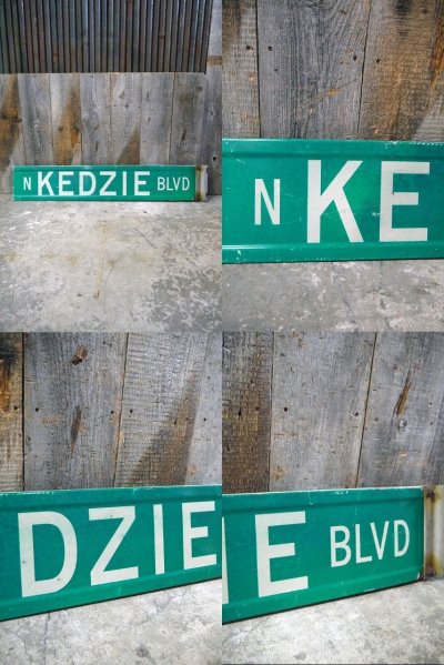 画像1: ビンテージ N KEDZIE BLVD 両面ストリートサイン