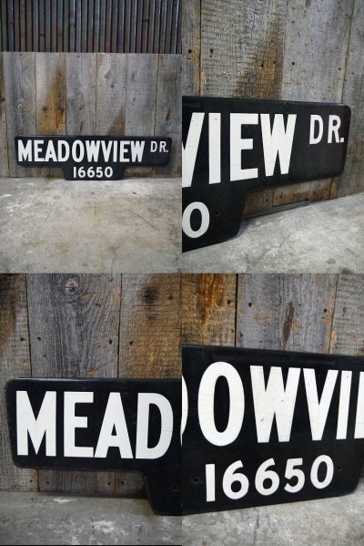 画像1: ビンテージ　MEADOWVIEW　DR.　両面ホーローサイン　