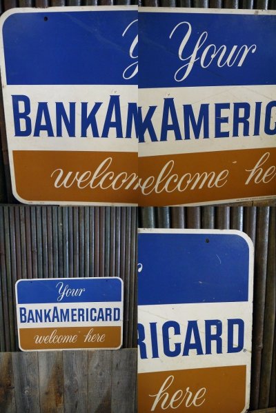 画像1: ビンテージ　BANKAMERICARD　両面看板　B